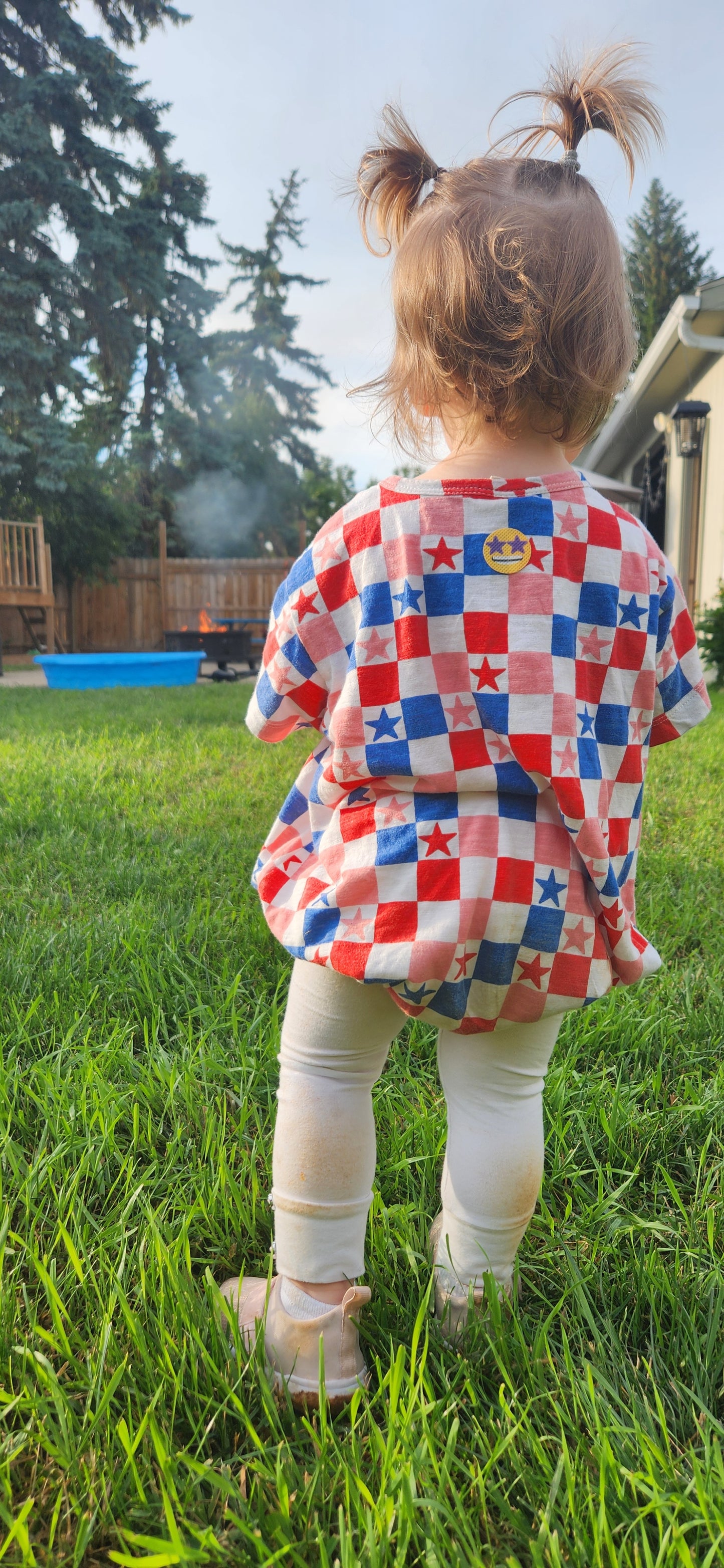 Red, White, Blue & Pink Checkerboard /Organic T-Shirt Bubble