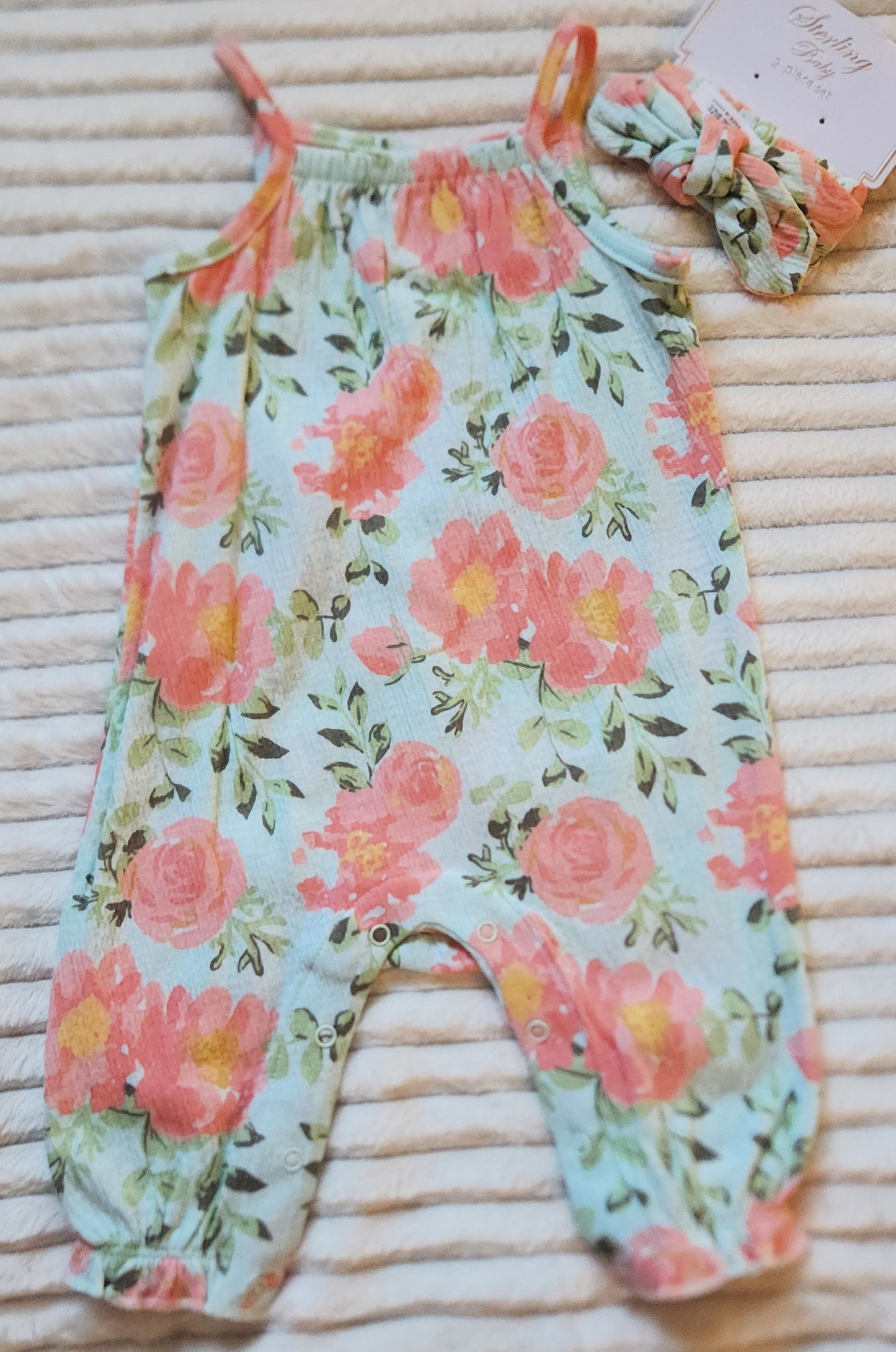 Girl’s 2pc Mint Floral Romper