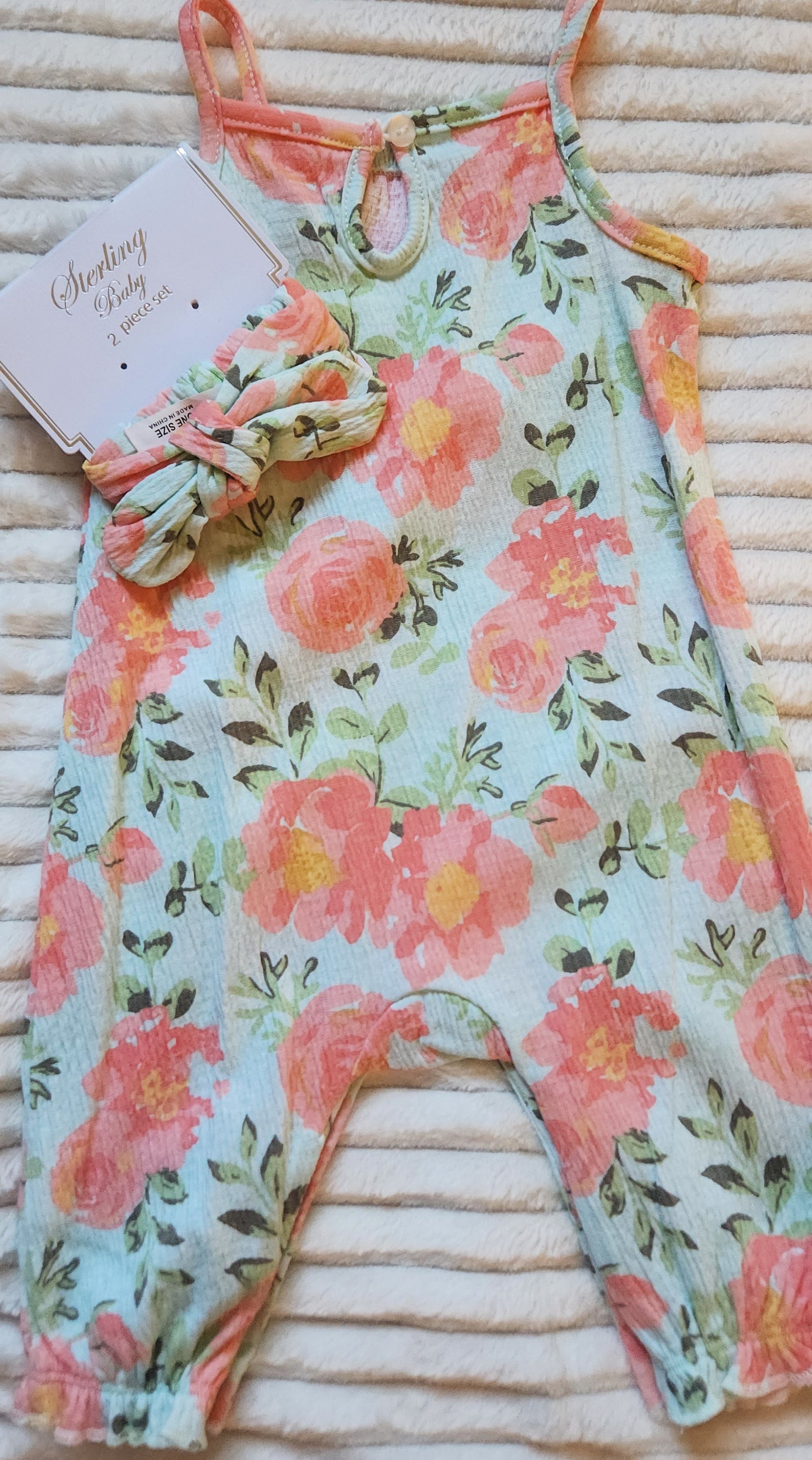 Girl’s 2pc Mint Floral Romper
