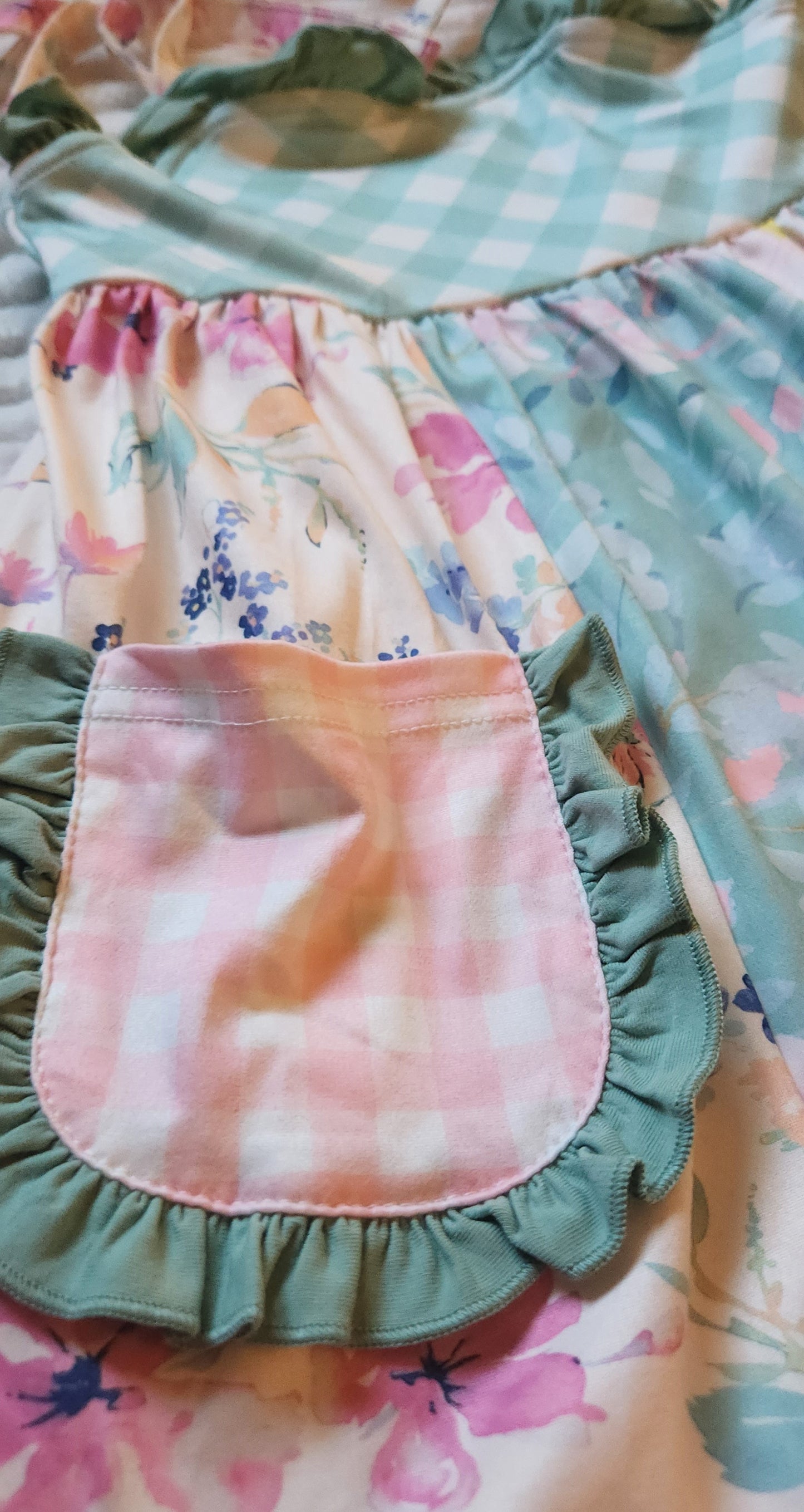 Aqua & Floral Smocked Dress