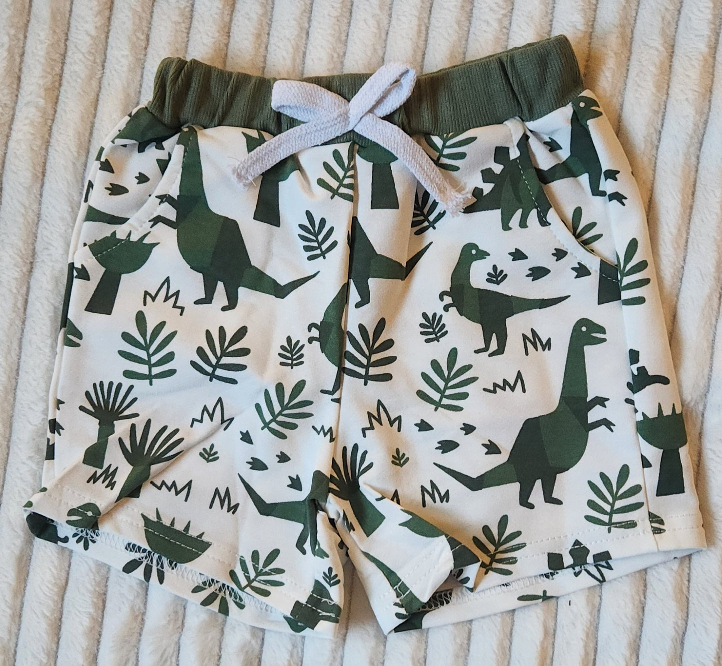 Muted Dinosaur Shorts Set