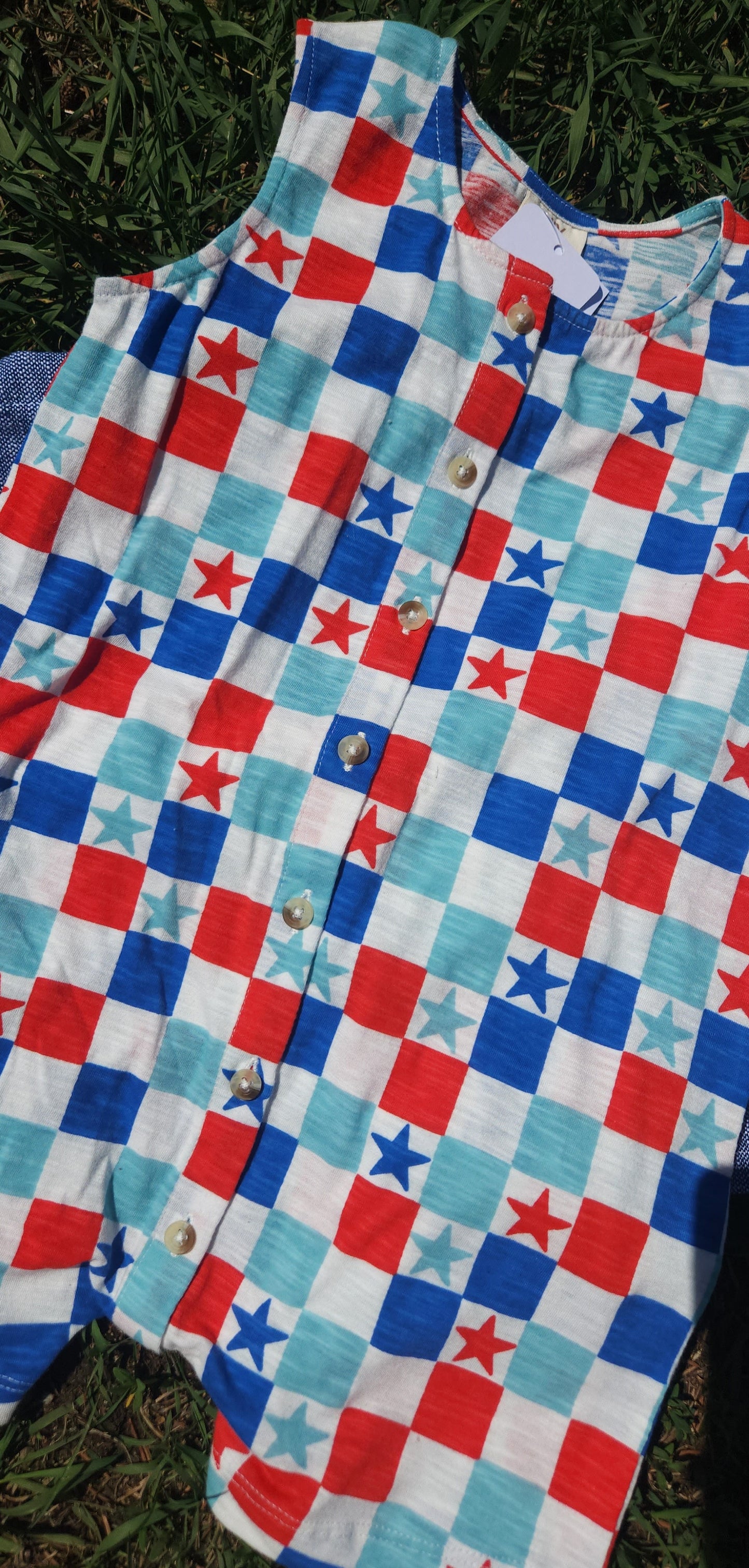 Red, White & Blue Checkerboard / Organic Bay Shortie