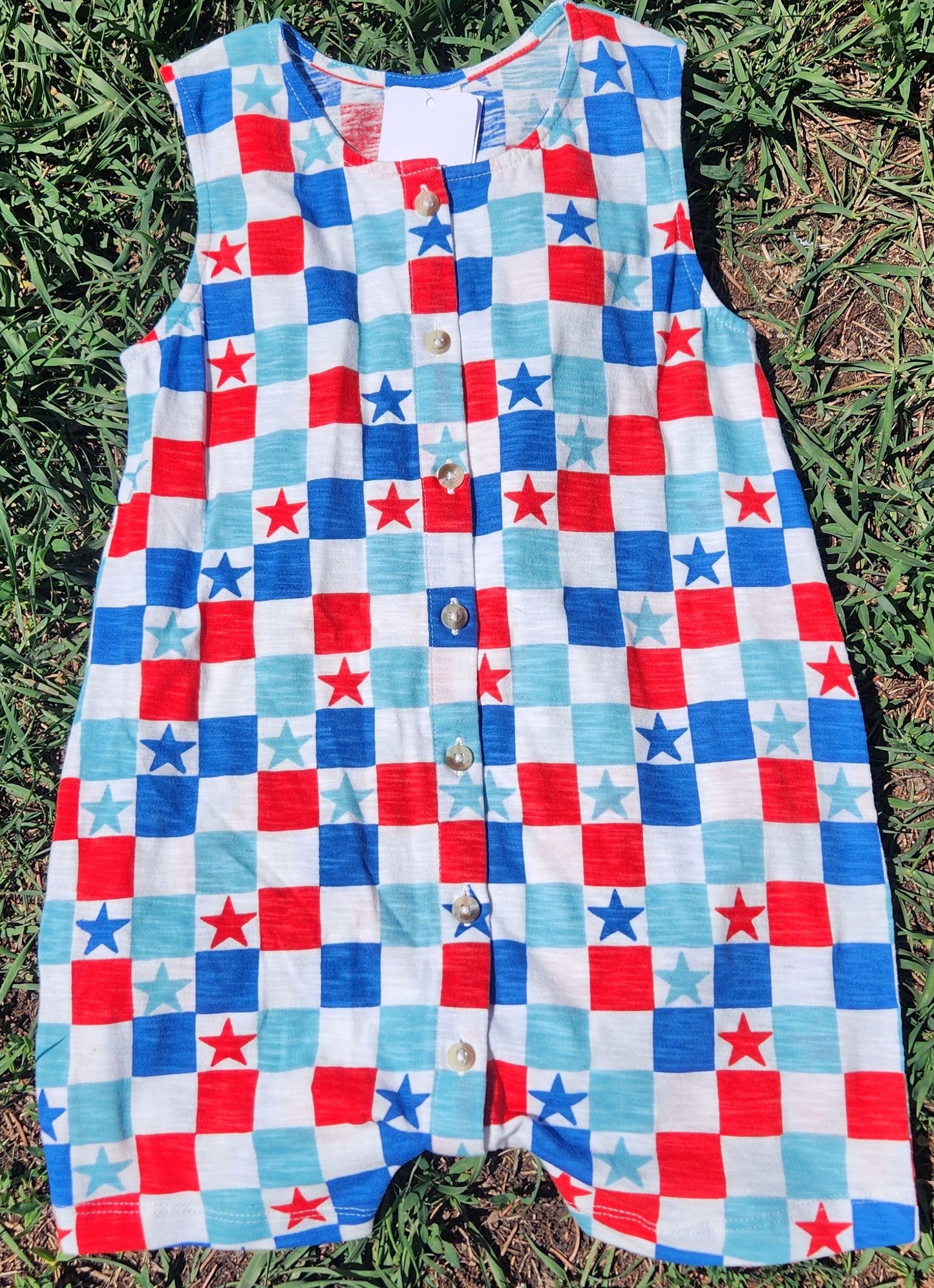 Red, White & Blue Checkerboard / Organic Bay Shortie