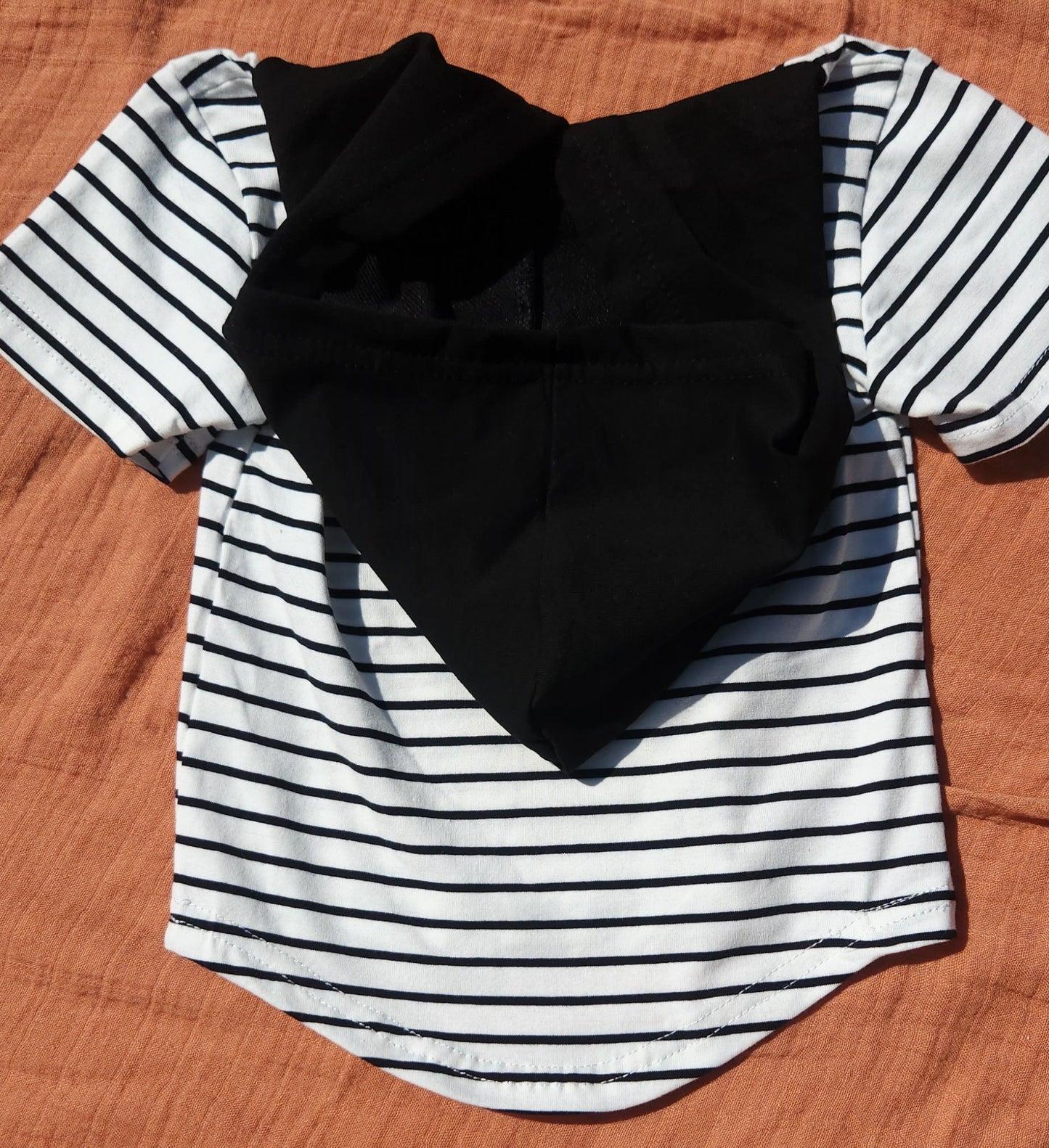Hooded White & Black T-Shirt