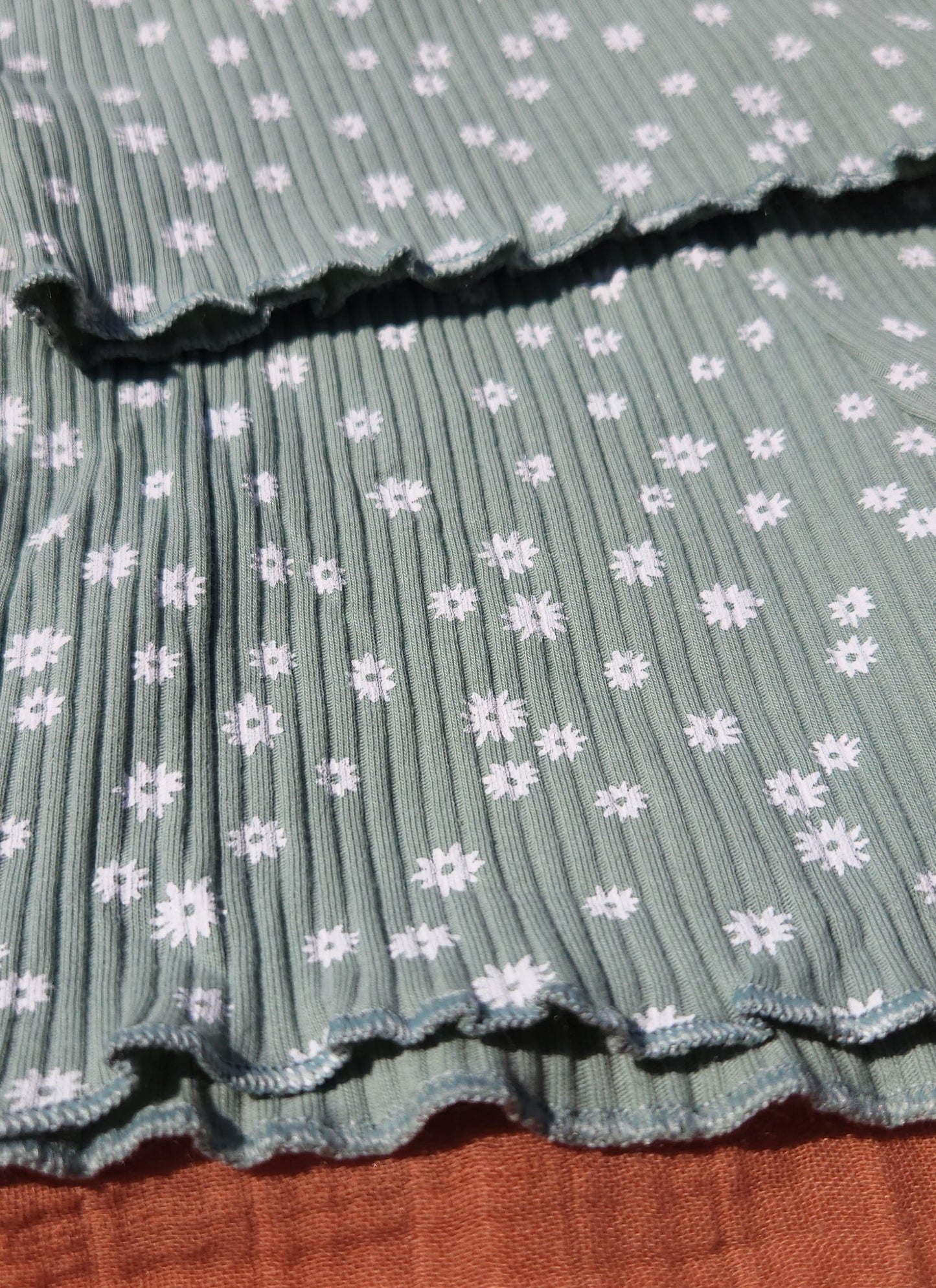 Sage Floral Ruffle Shorts Set