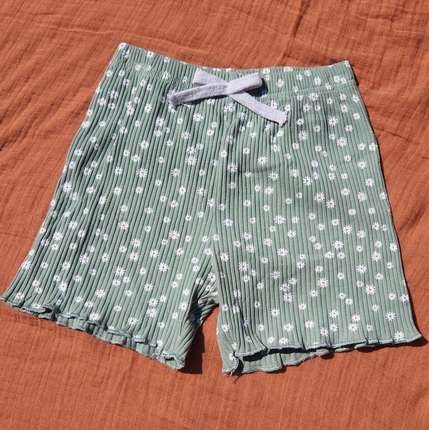 Sage Floral Ruffle Shorts Set