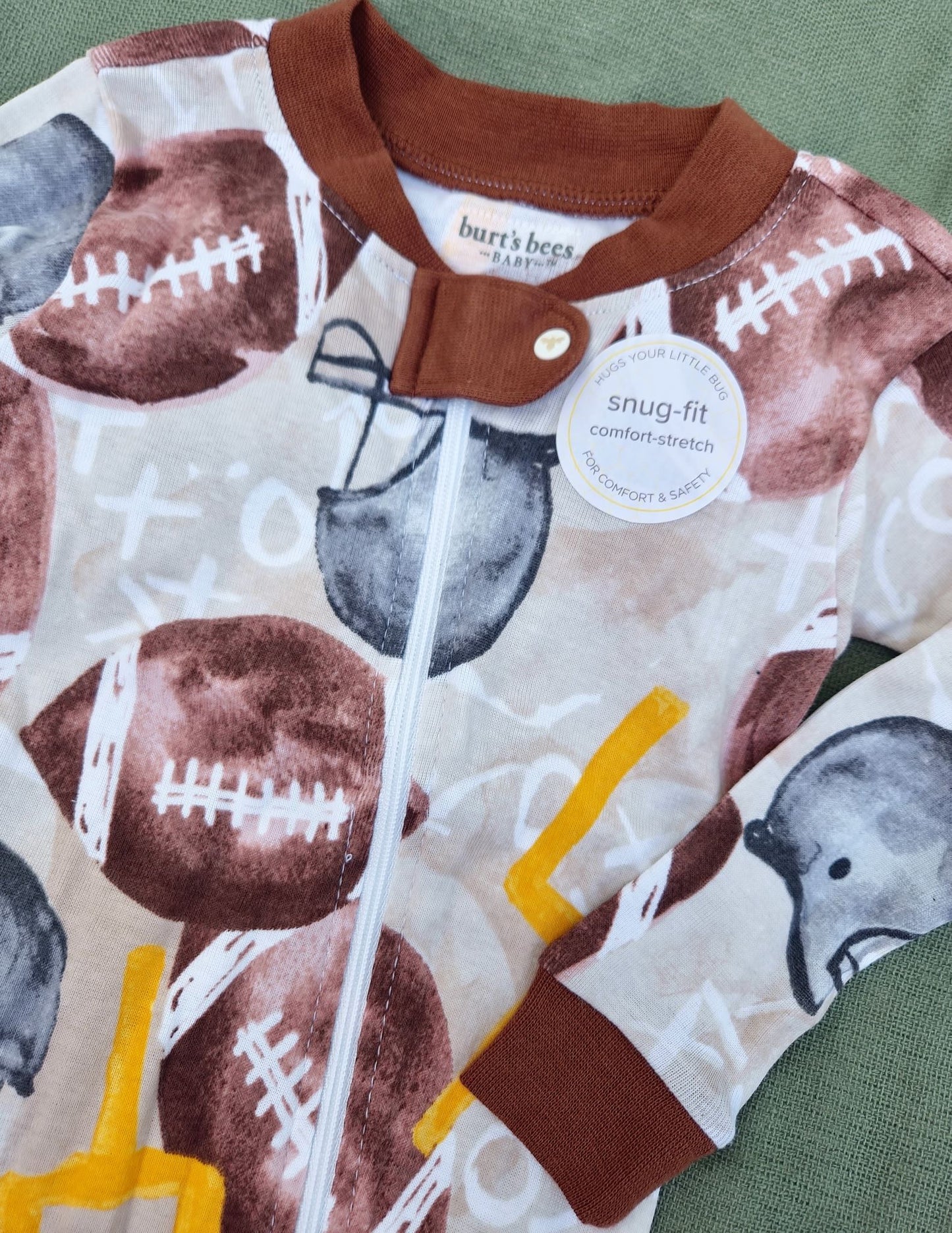 Football Zippered Footed Pajamas