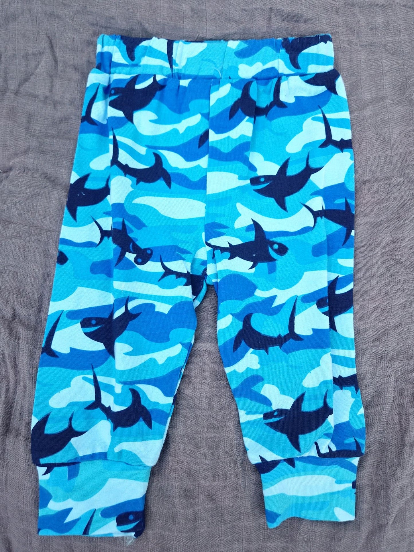 Gray Blue Shark Hoodie and Pants 2pcs Baby Outfit