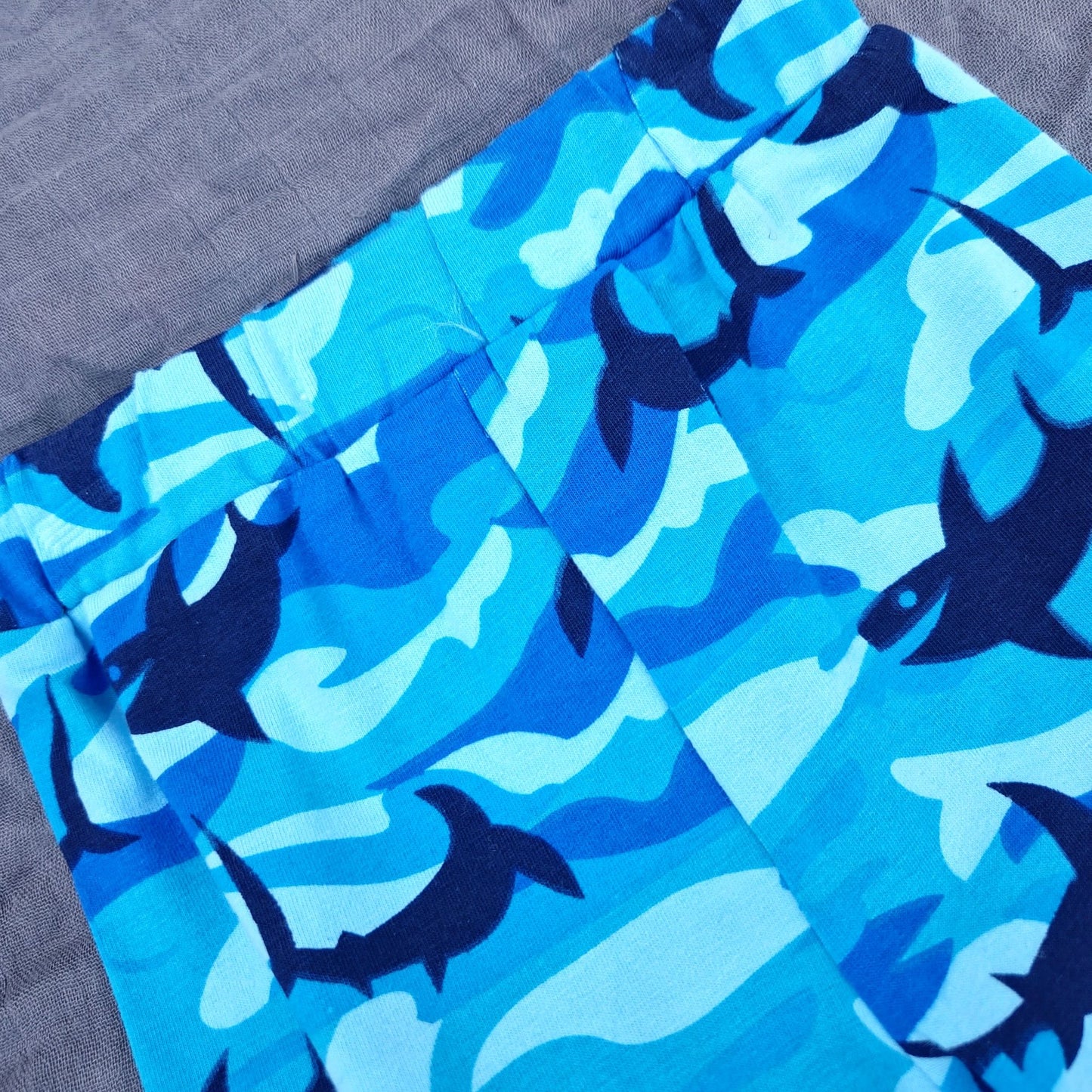 Gray Blue Shark Hoodie and Pants 2pcs Baby Outfit