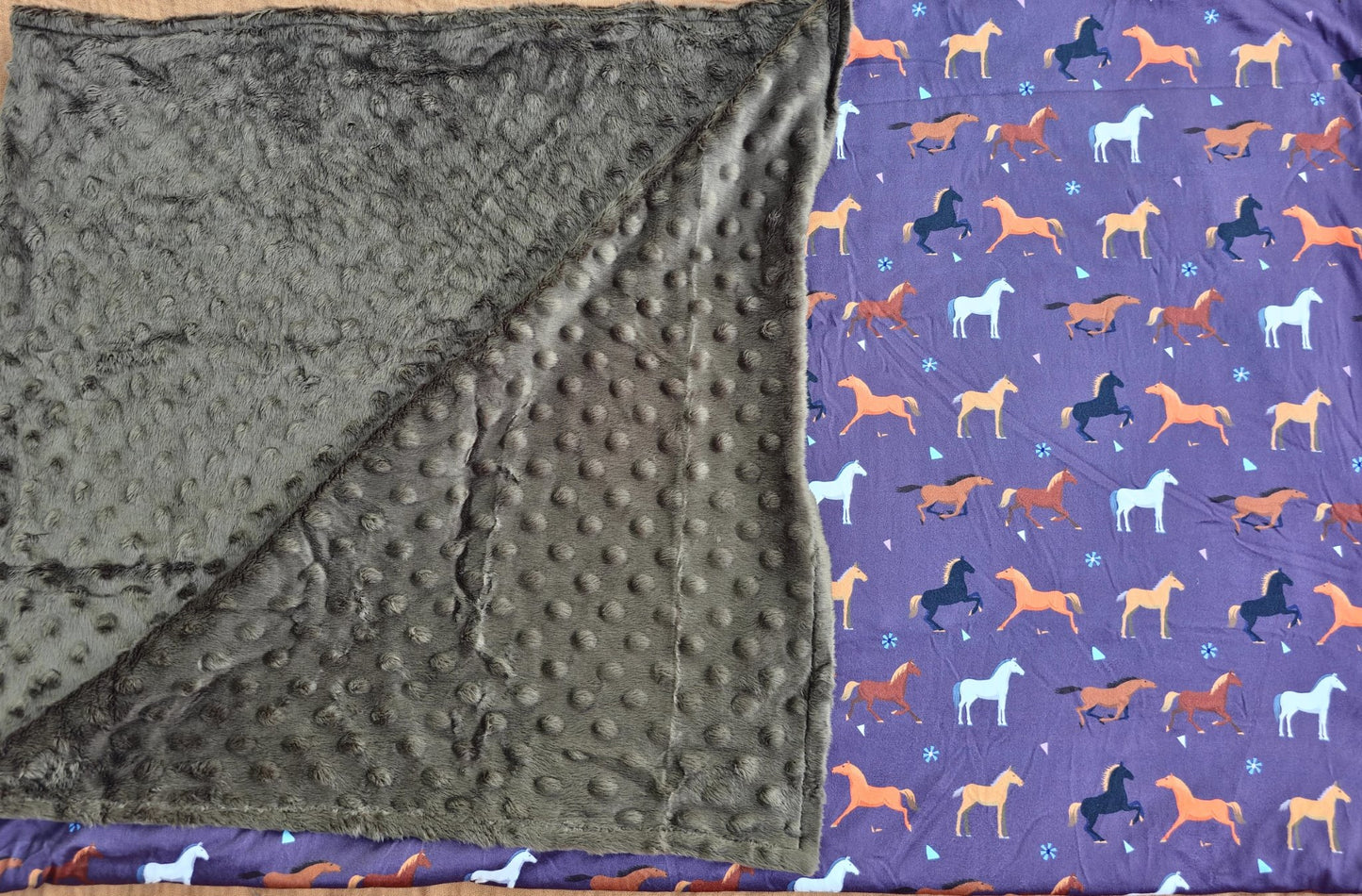 Playing with Horses Minky Blanket