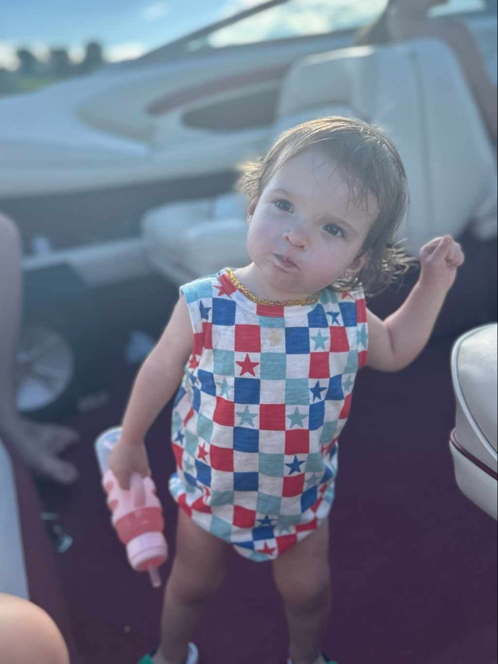 Red, White & Blue Checkerboard / Organic Dune Bubble (Baby)