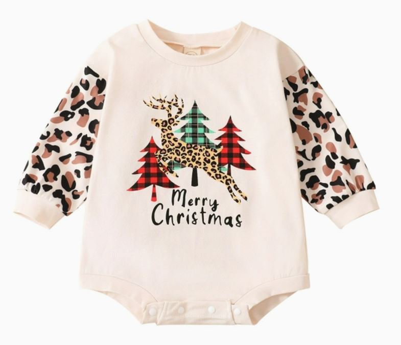 Leopard Reindeer Christmas Bodysuit