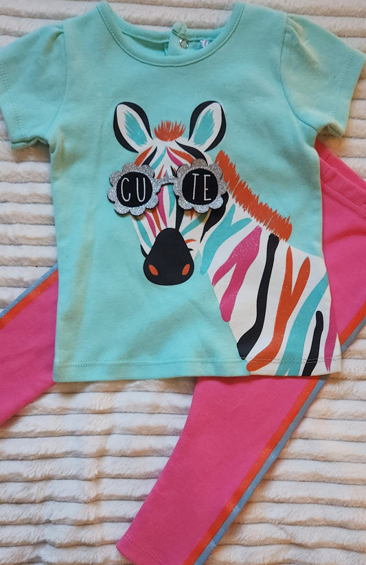 Girls 2 Piece Zebra Legging Set