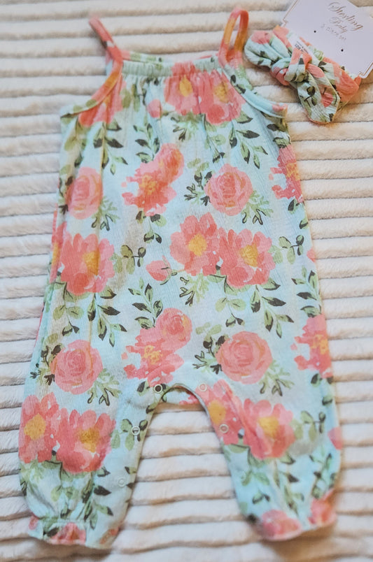 Girl’s 2pc Mint Floral Romper