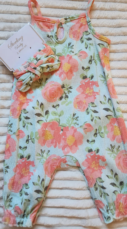 Girl’s 2pc Mint Floral Romper