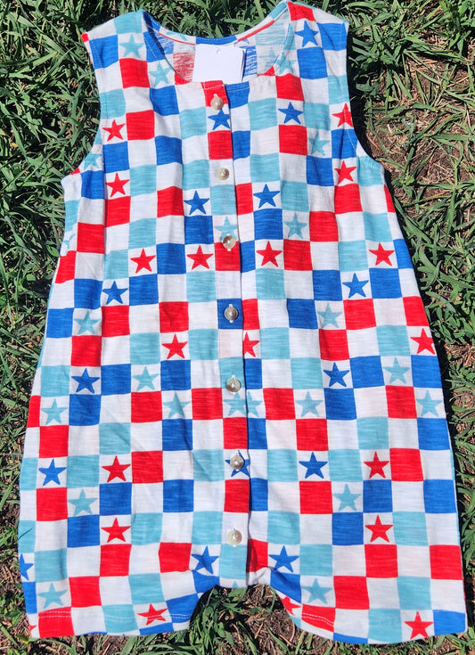 Red, White & Blue Checkerboard / Organic Bay Shortie