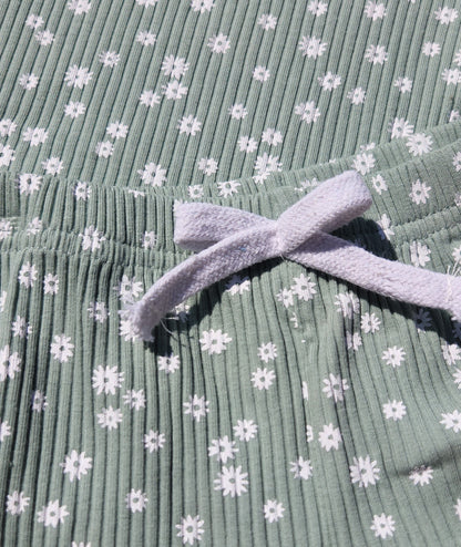 Sage Floral Ruffle Shorts Set