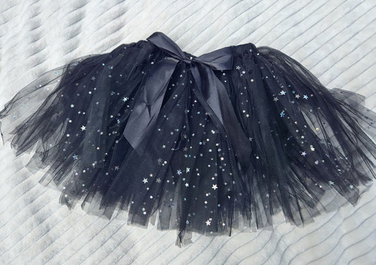 Black & Silver Star Sparkle Tie Tutu