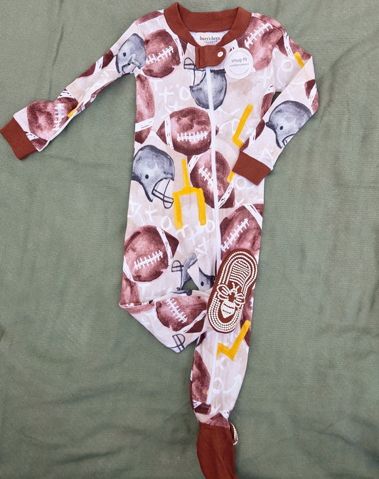 Football Zippered Footed Pajamas