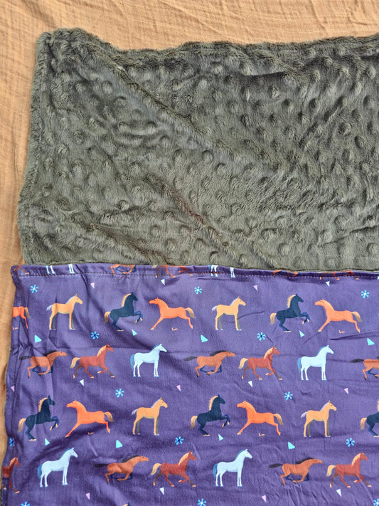 Playing with Horses Minky Blanket