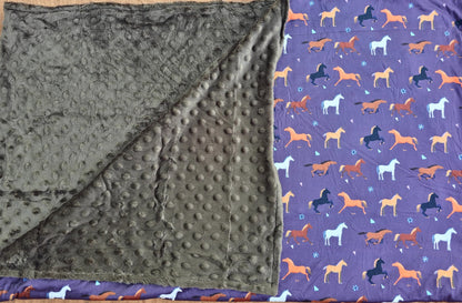 Playing with Horses Minky Blanket