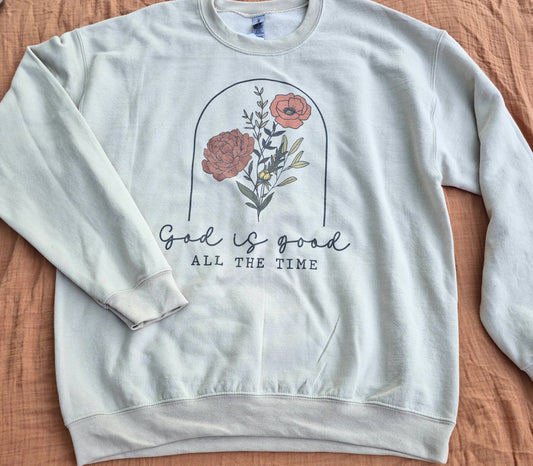 God is Good Floral Crew Neck Sweatshirt
