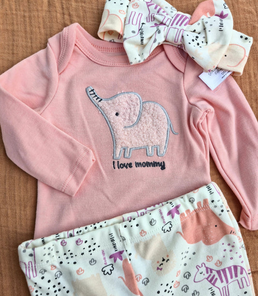 Girls 3 Piece Set- Elephant