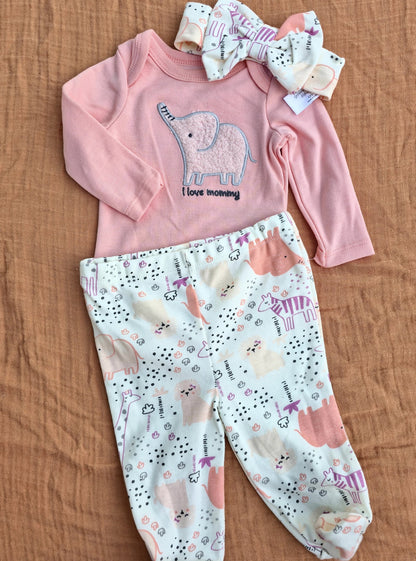 Girls 3 Piece Set- Elephant