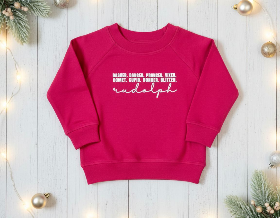 Christmas Reindeer Names Organic Pullover
